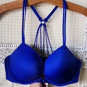 Victoria's Secret 38B Very Sexy Push-up Bra Blue Razorback Strappy